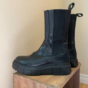 ALOHAS Armor Black Leather Combat Boot